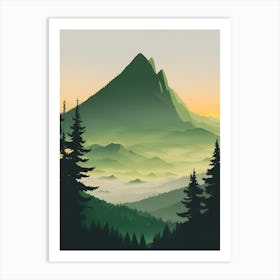 Misty Mountains Vertical Composition In Green Tone 42 Art Print