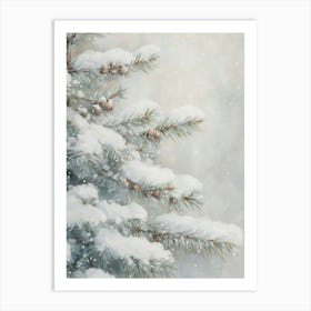 Snowy Pine Tree Art Print