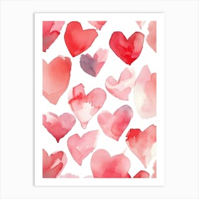 Watercolor Hearts Seamless Pattern Art Print