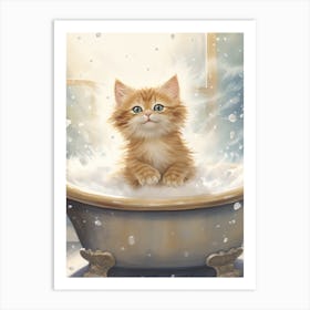 Munchkin Cat In Bathtub Bathroom 3 Art Print