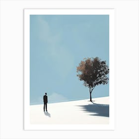 Man In The Snow, Minimalism 1 Art Print