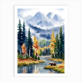 Bear By The River Art Print