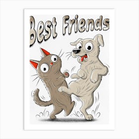 Best Friends, Funny Animals Art Print