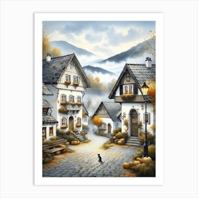 Charming Village In Autumn 2 AI Affiche