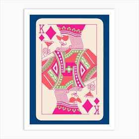 King Playing Card Maximalist Blue Print Lucky You Dopamine Decor Art Print