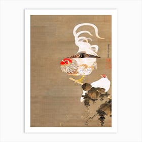 Hen And Rooster With Grapevine (1792), Itō Jakuchū Art Print