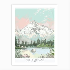 Mount Greylock Usa Color Line Drawing 3 Poster Art Print