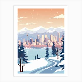 Vintage Winter Travel Illustration Vancouver Canada 1 Art Print