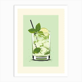 Illustration Mint Julep Floral Infusion Cocktail 2 Art Print
