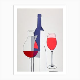 Grenache Rosé Picasso Line Drawing Cocktail Poster Art Print