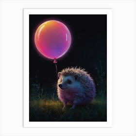 Hedgehog With Balloon Art Print