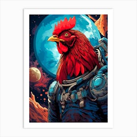 Rooster In Space Art Print