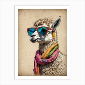 Llama Wearing Sunglasses Art Print