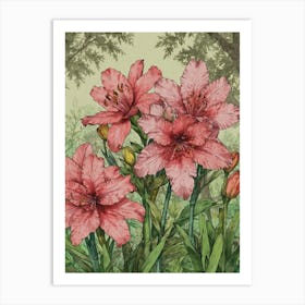 Pink Lilies Art Print