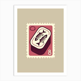 Fish Sardines Postage Stamp Illustration Art Print