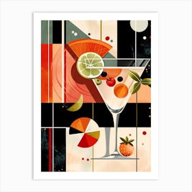 Orange & Lime Art Deco Inspired Cocktail 3 Art Print