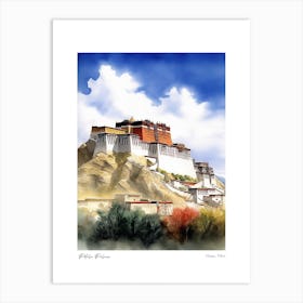 Potala Palace, Tibet 3 Watercolour Travel Poster Art Print