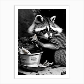 Racoon Eating A Snack Vintage Photography Art Print