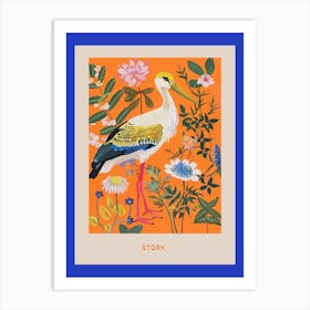 Spring Birds Poster Stork 4 Art Print