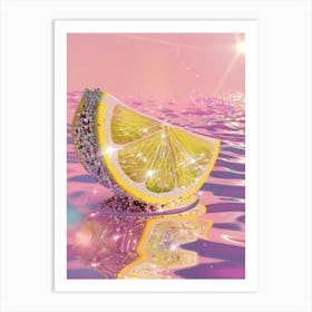 Disco Lemon Print Poster Glam Glitter Effect Lemons Art Print