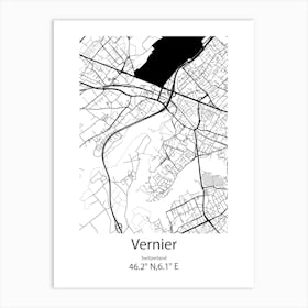 Vernier,Switzerland Minimalist Map Art Print