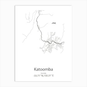 Katoomba,Australia Minimalist Map Art Print