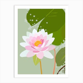 Water Lily | 02 – Green And Pink Art Print