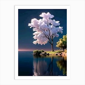 Tree By The Water Art Print