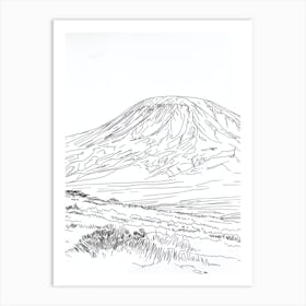 Mount Kilimanjaro Tanzania Line Drawing 5 Art Print