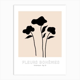 Fleur Bohemes Boho Flowers Botanique Black Art Print
