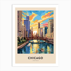 River Walk 5 Chicago Travel Poster Art Print