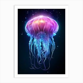Lions Mane Jellyfish Neon Illustration 6 Art Print