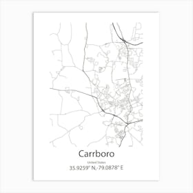 Carrboro,United States Minimalist Map Art Print