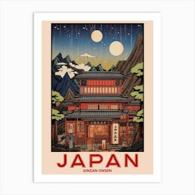 Ginzan Onsen, Visit Japan Vintage Travel Art 2 Art Print