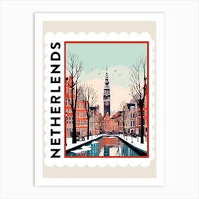 Retro Winter Stamp Poster Amsterdam Netherlands 3 Art Print