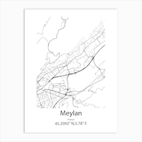 Meylan,France Minimalist Map Art Print