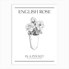 English Rose In A Pocket Line Drawing 2 Poster Art Print