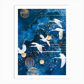 Swans In Flight Art Print