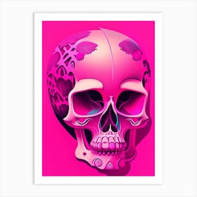 Skull With Surrealistic Elements 2 Pink Pop Art Art Print