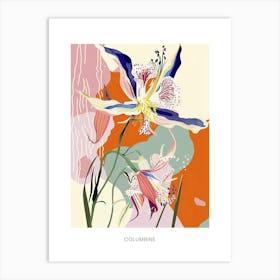 Colourful Flower Illustration Poster Columbine 3 Art Print