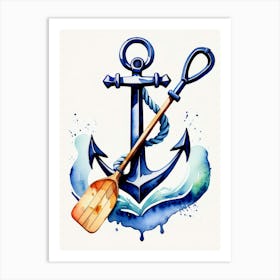 Anchor, Paddle and Rope watercolor painting 1 Art Print