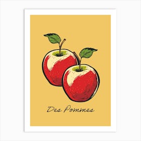 Red Apples, Retro Kitchen Art Print Art Print