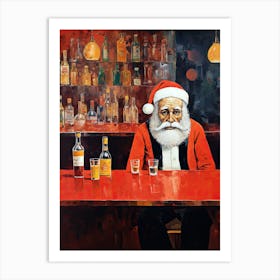 Sad Santa Claus At The Bar 1 Art Print
