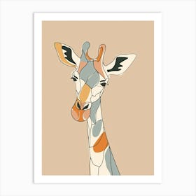 Giraffe - Boho, Line Art 21 Art Print