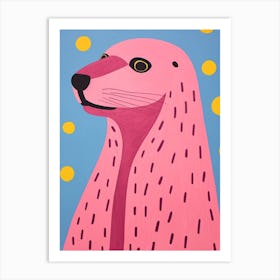 Pink Polka Dot Sea Lion 2 Art Print
