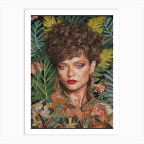 Floral Handpainted Portrait Of Rihanna  1 Art Print