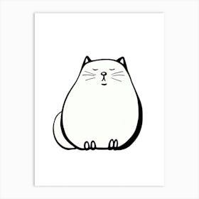 Minimalist Cat Line Drawing 4 Art Print
