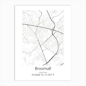 Broomall,United States Minimalist Map 1 Art Print