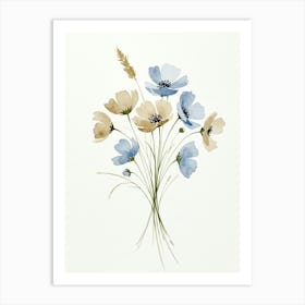 Blue And White Flowers Affiche