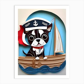 Boston Terrier In A Boat-Reimagined 5 Art Print